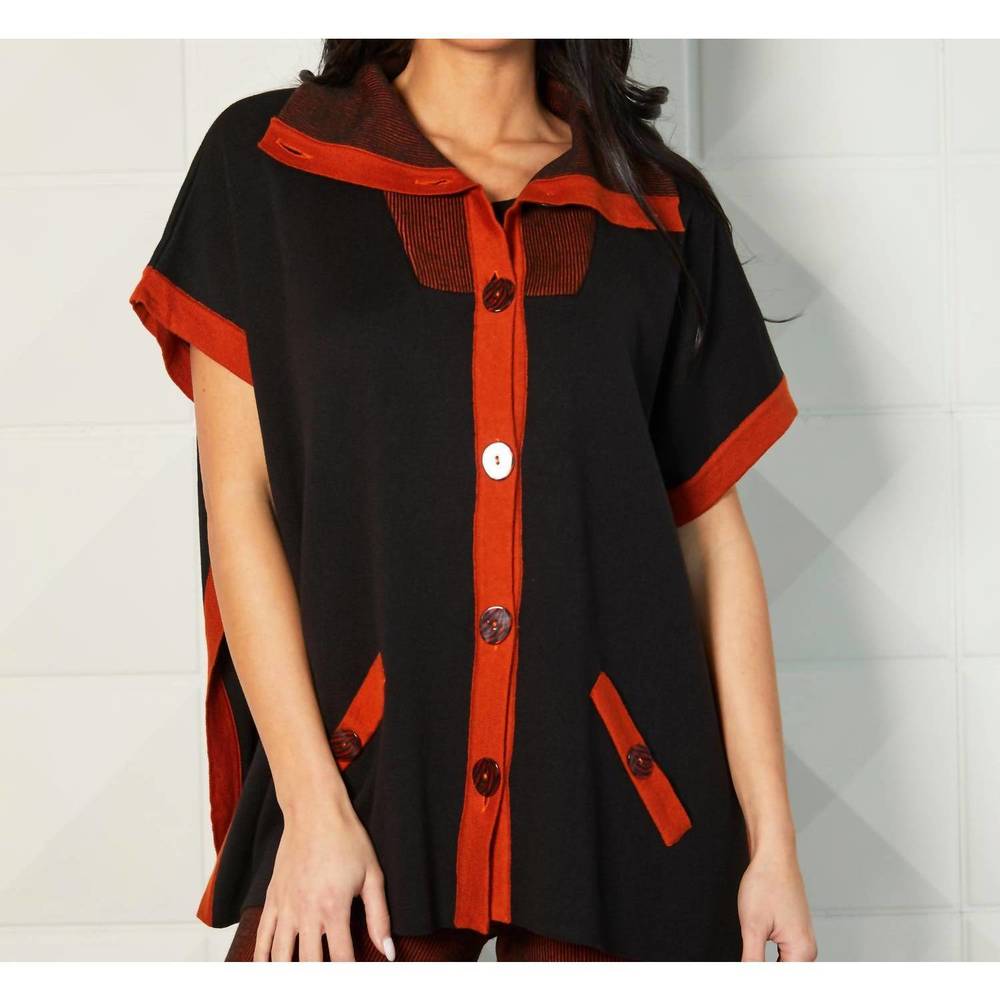 NEW ANGEL APPAREL button up poncho in rust